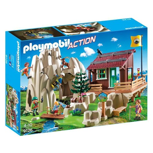 Playmobil Skála s horskou chatou Playmobil Záchranáři, 80 dílků