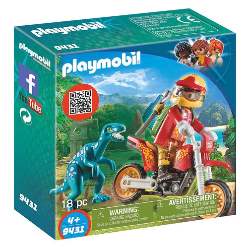 Playmobil Motorkář s Velociraptorem Playmobil Dinosauři, 18 dílků