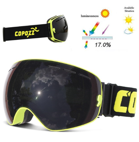 Copozz Lyžařské snowboard brýle s dvojitým sklem Copozz, Black-Yellow