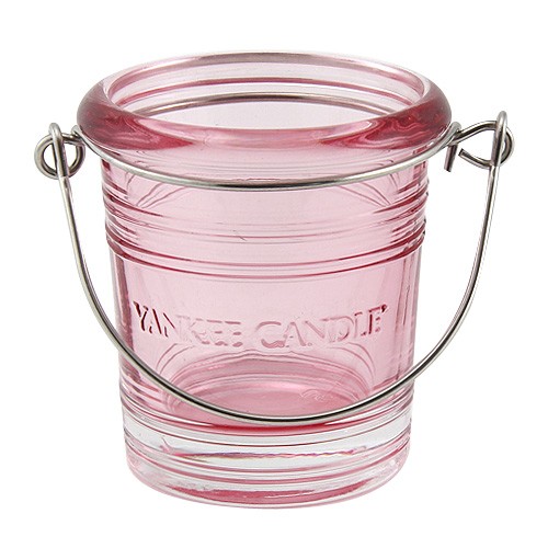 Yankee candle Svícen skleněný Glass Bucket, výška 6.5 cm, růžový